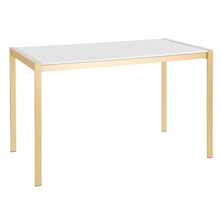 LUMISOURCE Fuji Modern Dining Table in Gold Metal with White Marble Top DT-FUJ4728 AUWM